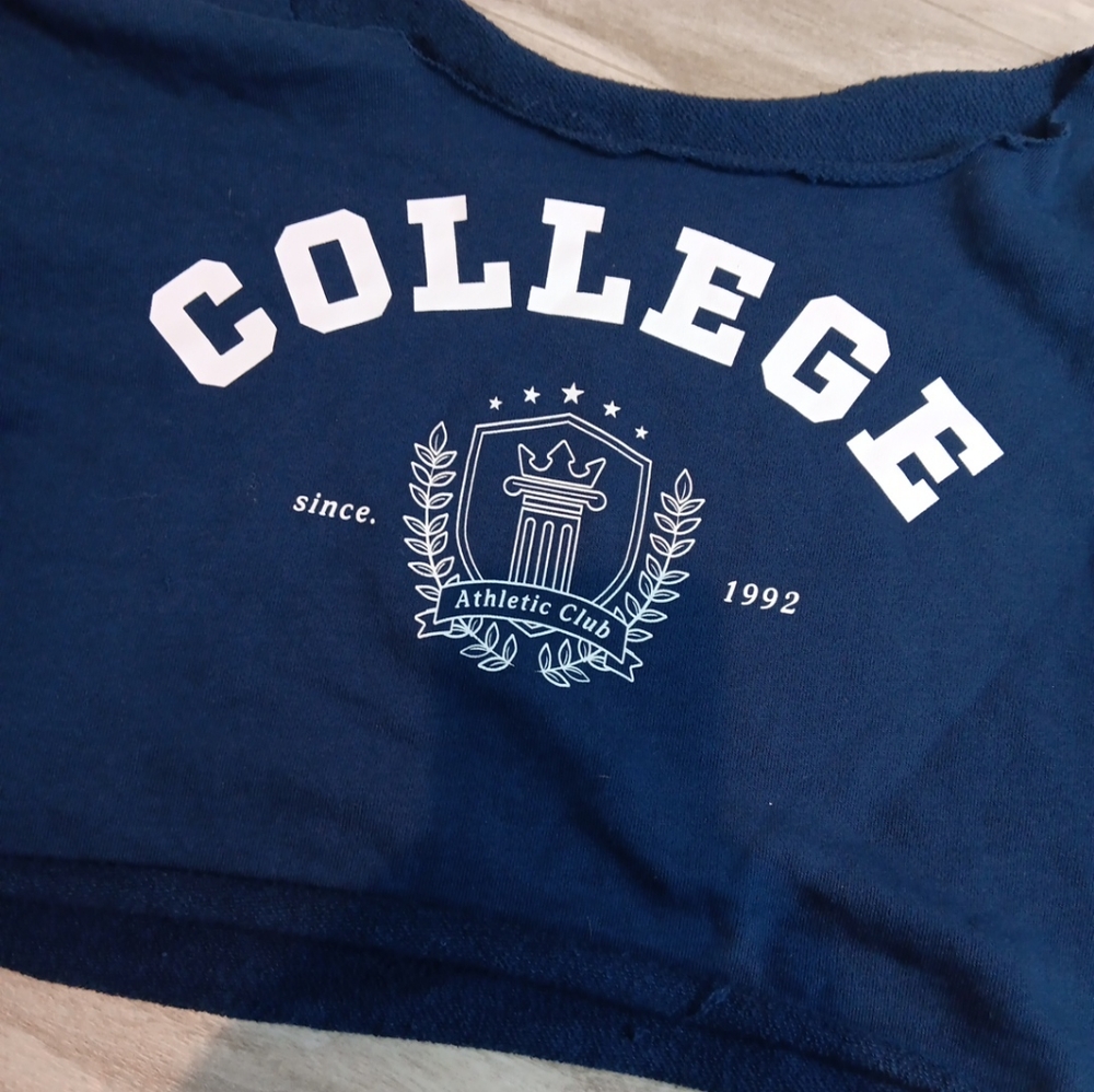 Athletic Club  90 Crop Sweater Girl Xl 14/16  College Logo Since 1992